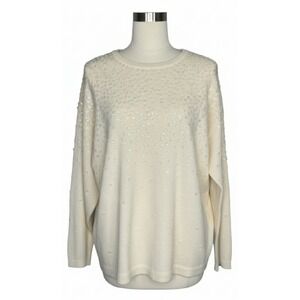 Vintage Women's Maggie Lawrence Ivory Wool blend sequin Sweater Pullover Size S
